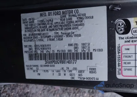 2011 Ford Fusion Sel from USA, damaged, VIN 3FAHP0JG9BR140177